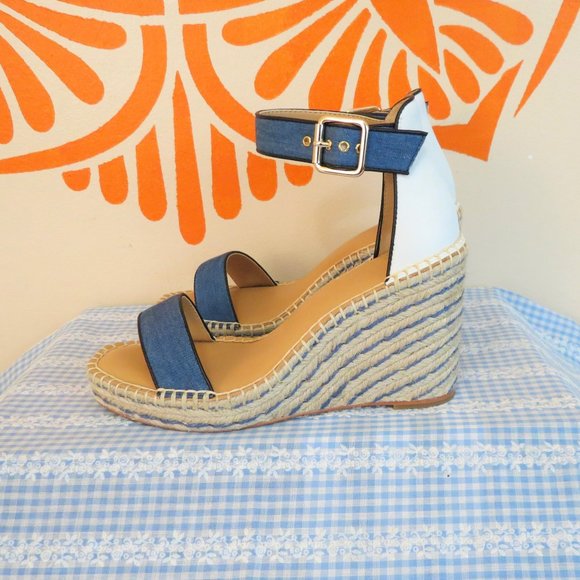 CAbi Shoes - Cabi Parker Blue & White Wedges 7M